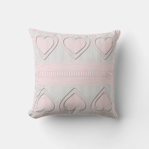 Rosa Hearts Retro Mönster Rand - Pillow Kudde