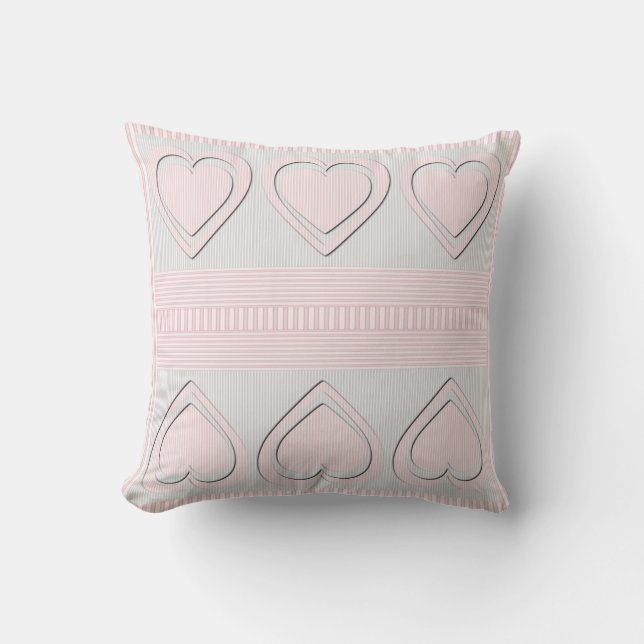 Rosa Hearts Retro Mönster Rand - Pillow Kudde (Framsida)