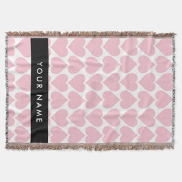 Rosa Hearts, Romantic, Ditt namn, Anpassa Filt