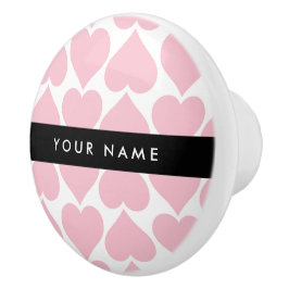 Rosa Hearts, Romantic, Ditt namn, Anpassa Knopp