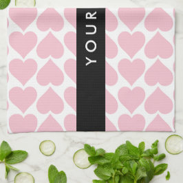 Rosa Hearts, Romantic, Ditt namn, Anpassa Kökshandduk