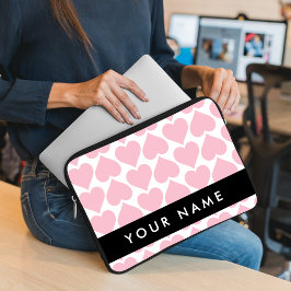 Rosa Hearts, Romantic, Ditt namn, Anpassa Laptop Fodral