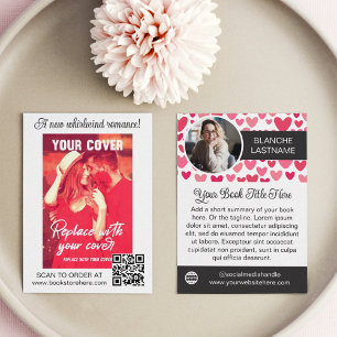 Rosa Hearts Romantik Author Bok Release Marknadsfö Visitkort