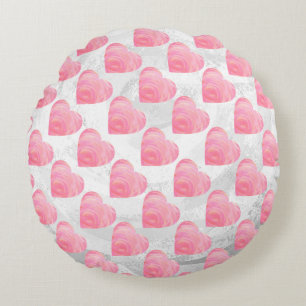 Rosa Hearts Rund Kudde