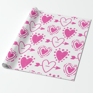 Rosa Hearts Seamless Mönster Birthday Gift Presentpapper