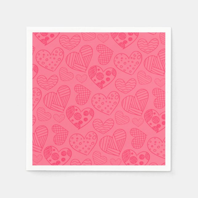 Rosa Hearts Sketch Pappersservett (Framsidan)