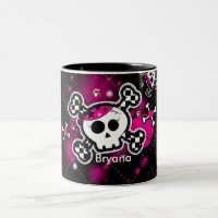 Rosa Hearts Skull & Bones Girls Kopp Coffee Mugg