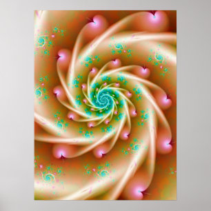 Rosa Hearts Spiral Poster