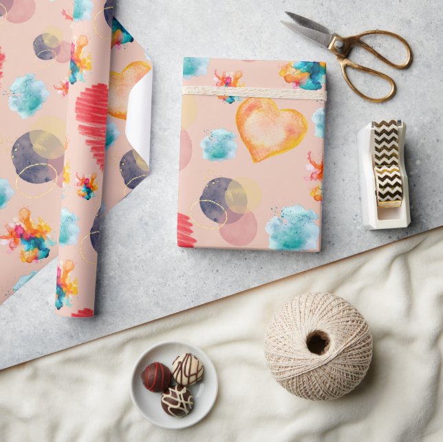 Rosa Hearts Stil Presentpapper (Hantverk)