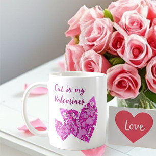 Rosa Hearts Tassar Cat/Hund Valentiness Kaffemugg