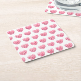 Rosa Hearts Underlägg Papper Kvadrat