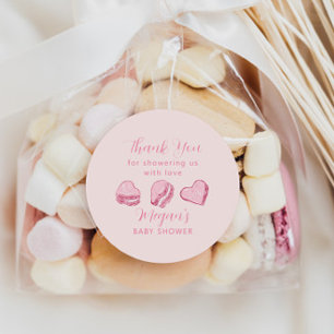 Rosa Hearts Valentine Baby Shower Favor Runt Klistermärke