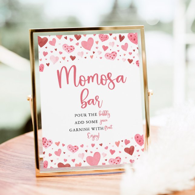Rosa Hearts Valentine Baby Shower Momosa Pub-tecke Poster (Skapare uppladdad)