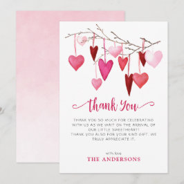 Rosa Hearts Valentine Baby Shower Tack Kort