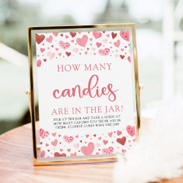 Rosa Hearts Valentine Hur många kandiska babyskor Poster