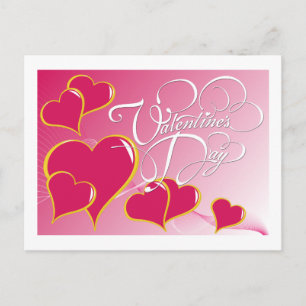 Rosa Hearts Valentine vykort