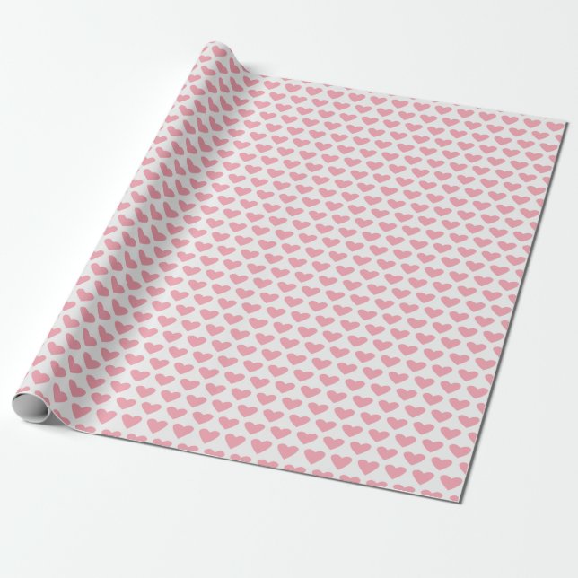 Rosa Hearts Valentine Wrapping Papper Presentpapper (Utrullad)