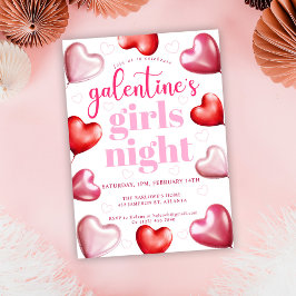 Rosa Hearts Valentines Galentine's Girls Night Inbjudningar