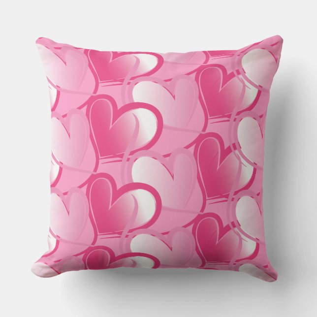 Rosa Hearts Valentines Pillow Kudde (Framsida)