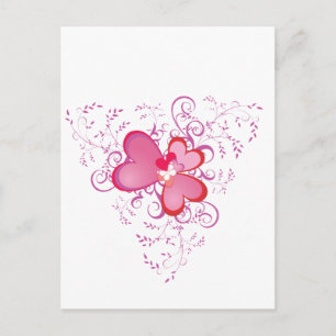 Rosa Hearts Vykort