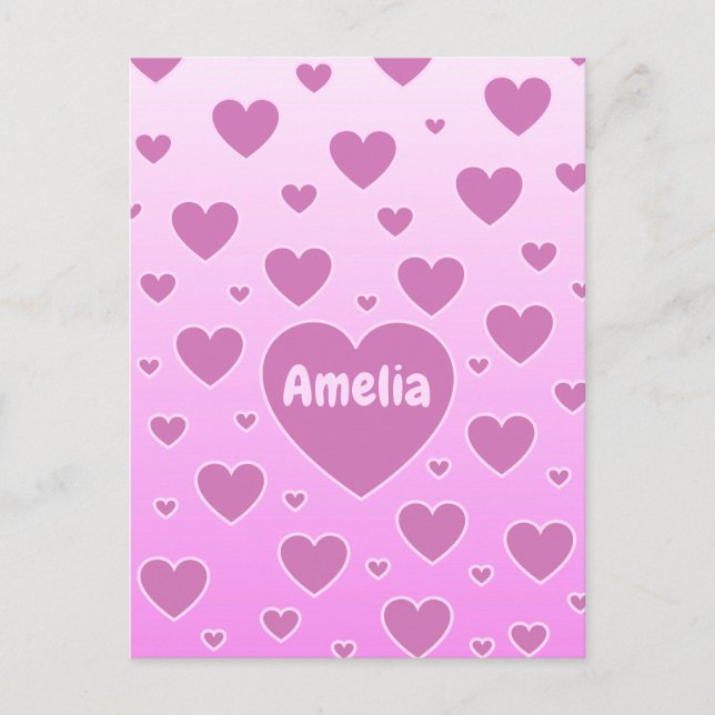 Rosa Hearts vykort (Framsida)