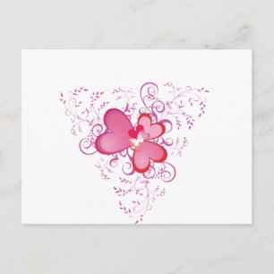 Rosa Hearts Vykort