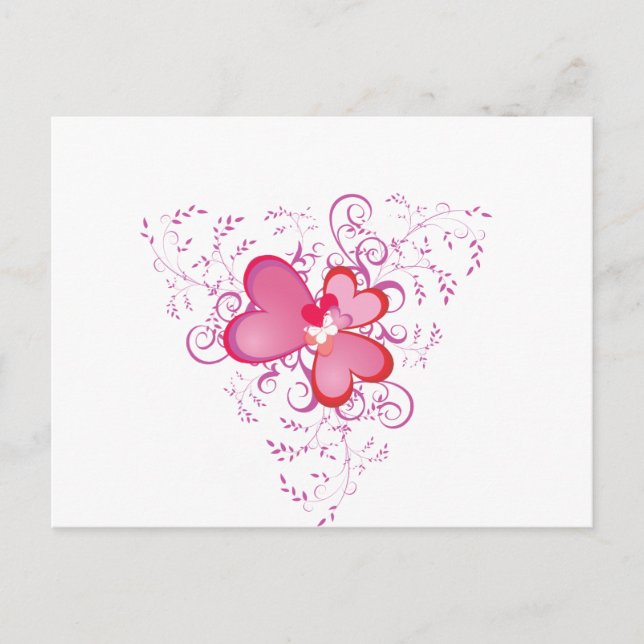 Rosa Hearts Vykort (Framsida)