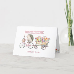 Rosa Hedgehog Baby Shower - tack för ditt kort - l