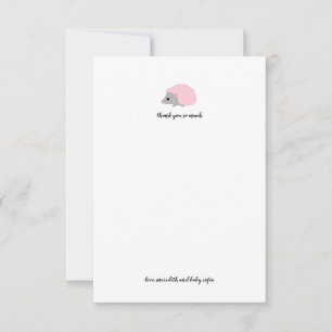 Rosa hedgehog woodland animal tackor you card OSA kort