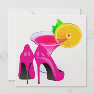 Rosa Heels and Cocktail - Cocktail Party - SRF Inbjudningar