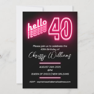 Rosa hej 40 exemplar 40 födelsedag Party Inbjudningar