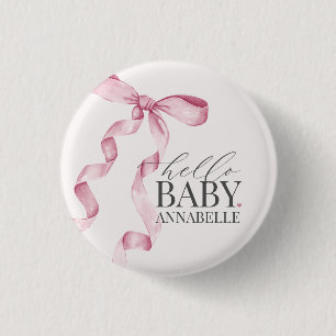Rosa Hej Baby Bow Baby Shower Favoriter Knapp