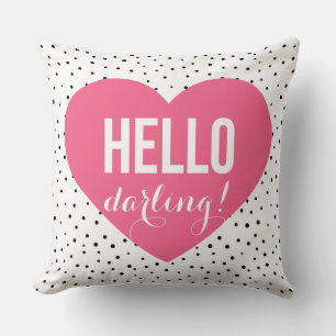 Rosa Hej Darling Heart Polka dots Mönster Kudde