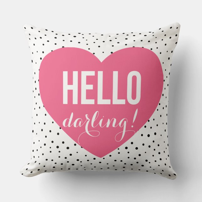 Rosa Hej Darling Heart Polka dots Mönster Kudde (Framsida)