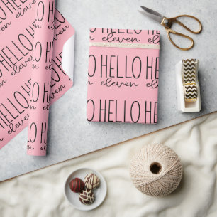 Rosa Hej Elva Papper inslagning Presentpapper