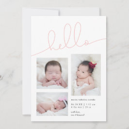 Rosa Hej Script Multi Photo Girl Birth Meddelande
