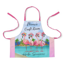 Rosa Hej Summer Flamingos på Beach Kids