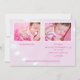 Rosa Hej World Girl Birth Notice Meddelande