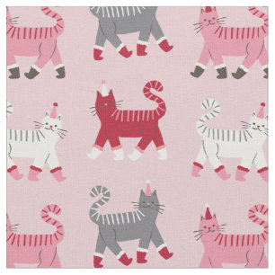 Rosa Helgdag Cats Tyg