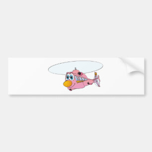 Rosa Helicopter Tecknad Bildekal