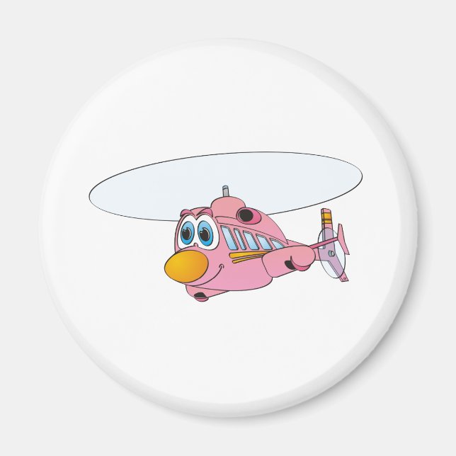 Rosa Helicopter Tecknad Magnet (Framsidan)