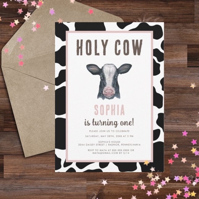 Rosa Heliga Cow jag är en födelsedag Inbjudningar (Skapare uppladdad)