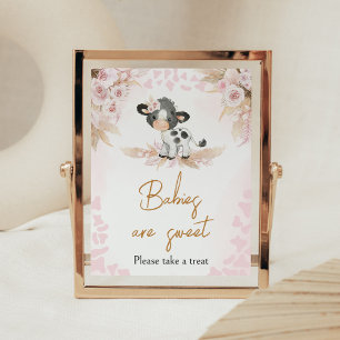 Rosa Heliga Kow Baby Shower Spädbarn är Sweet Poster