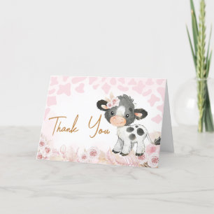 Rosa Heliga Kow Baby Shower Tack Kort