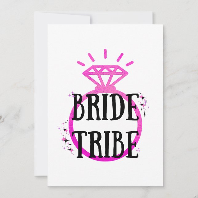 Rosa Hens Party Bachelorette Ring Bride Tribe Inbjudningar (Framsida)