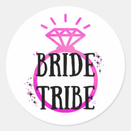 Rosa Hens Party Bachelorette Ring Bride Tribe Runt Klistermärke