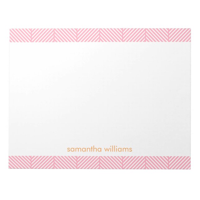  Rosa Herringbone Mönster Anteckningsblock (Framsida)