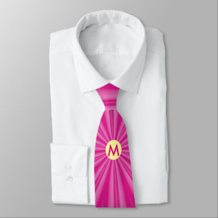 Rosa het soluppgångsmonogram gul cirkel  slips