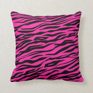 Rosa heta ljusa tiger ränder päls kudde