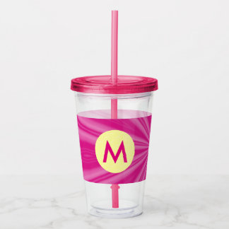 Rosa Hett Bright Sunburst Monogram Gult Circle Take Away Mugg